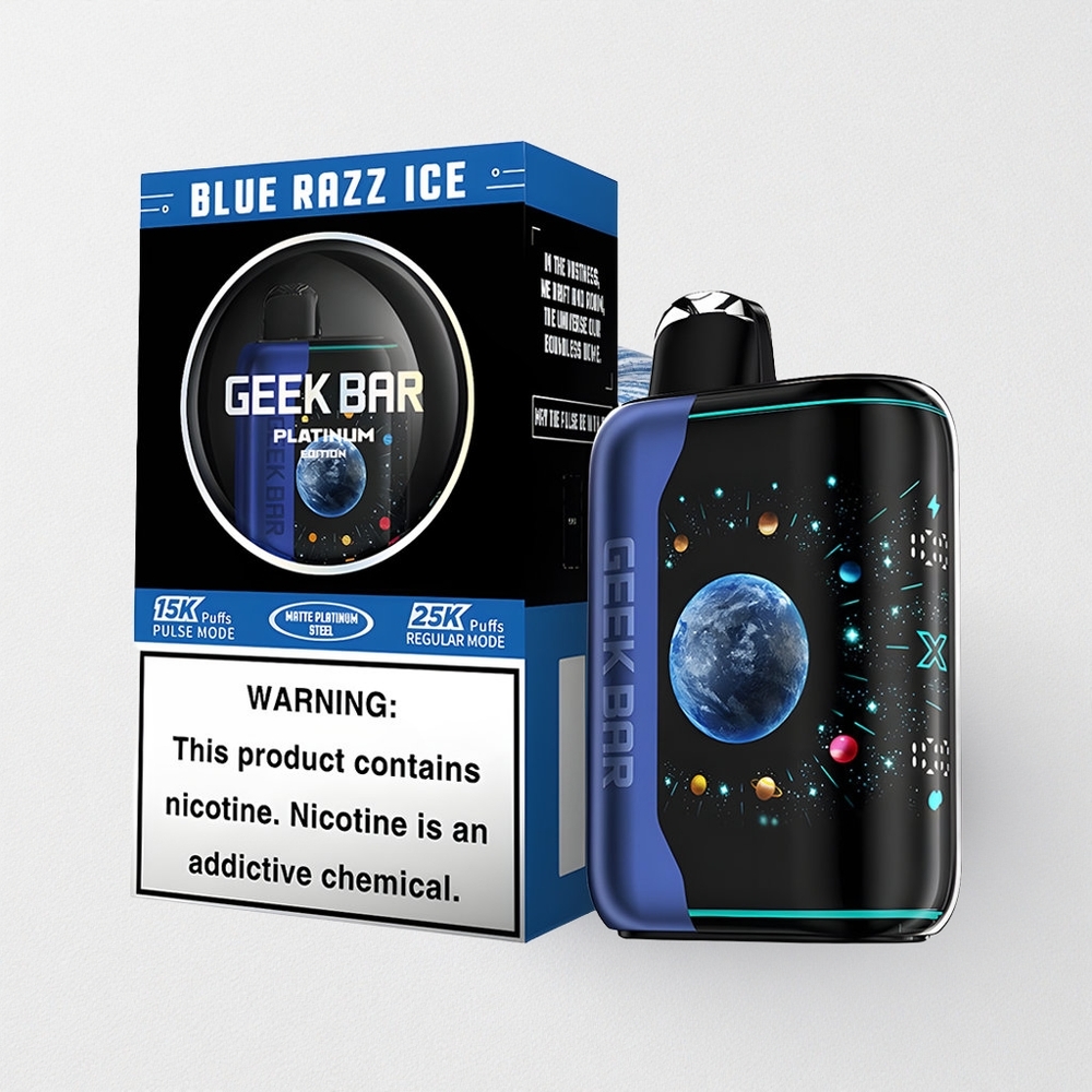 GEEK BAR Titan Pro: 25000 Puffs, Platinum Matte Finish, Dual Mesh Coil, 20mL E-Liquid, 2% Nicotine, USB-C Quick Charging