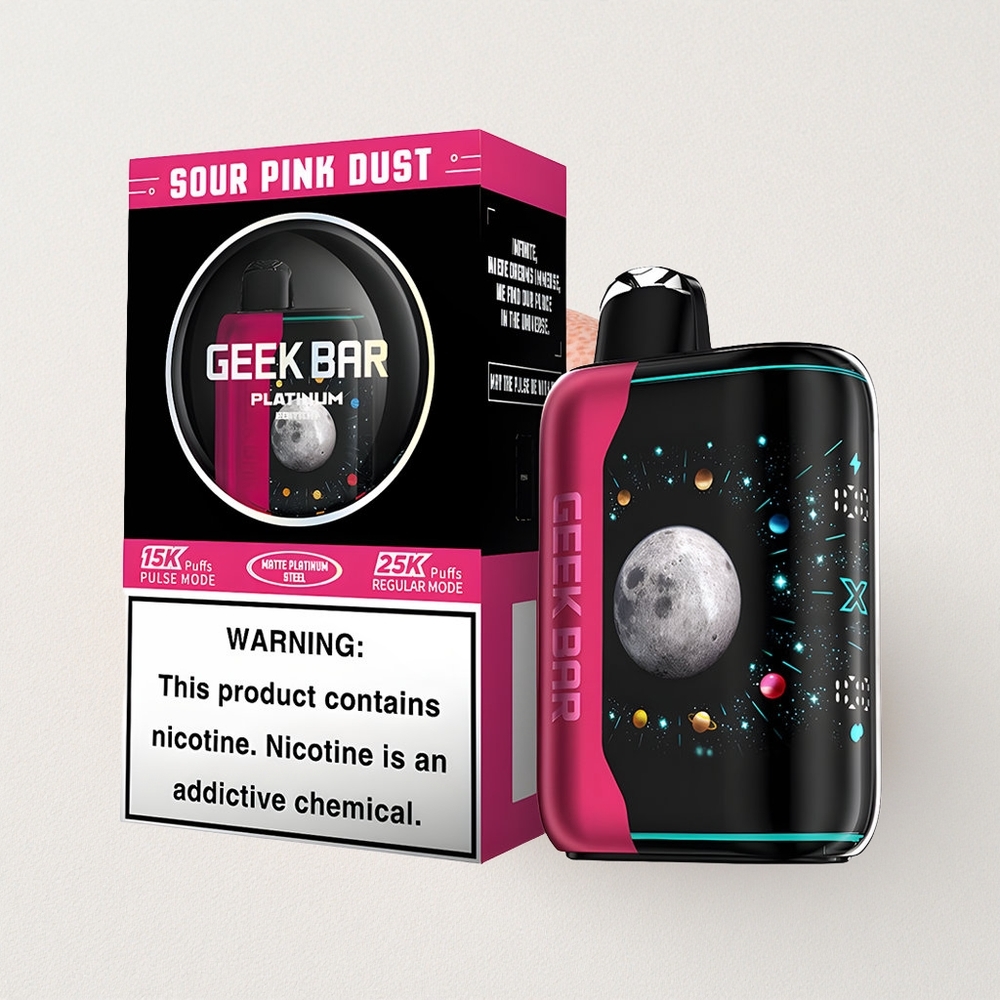GEEK BAR Titan Pro - 25000 Puffs, Platinum Steel Finish, Dual Mesh Coil, 20mL E-Liquid, 2% Nicotine, Quick USB-C Charging
