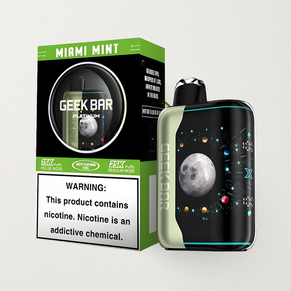 GEEK BAR Titan Pro with 25000 Puffs, Premium Matte Platinum Steel Finish, Dynamic 3D Curved Screen, and Dual Mesh Coil