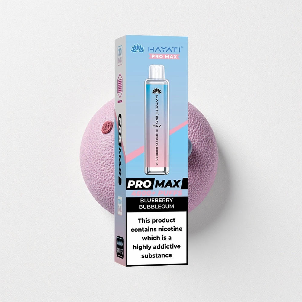 Hayati Pro Max 4000 Puffs Dual 1.1 Ohm Mesh Coil Blueberry Bubblegum Rechargeable