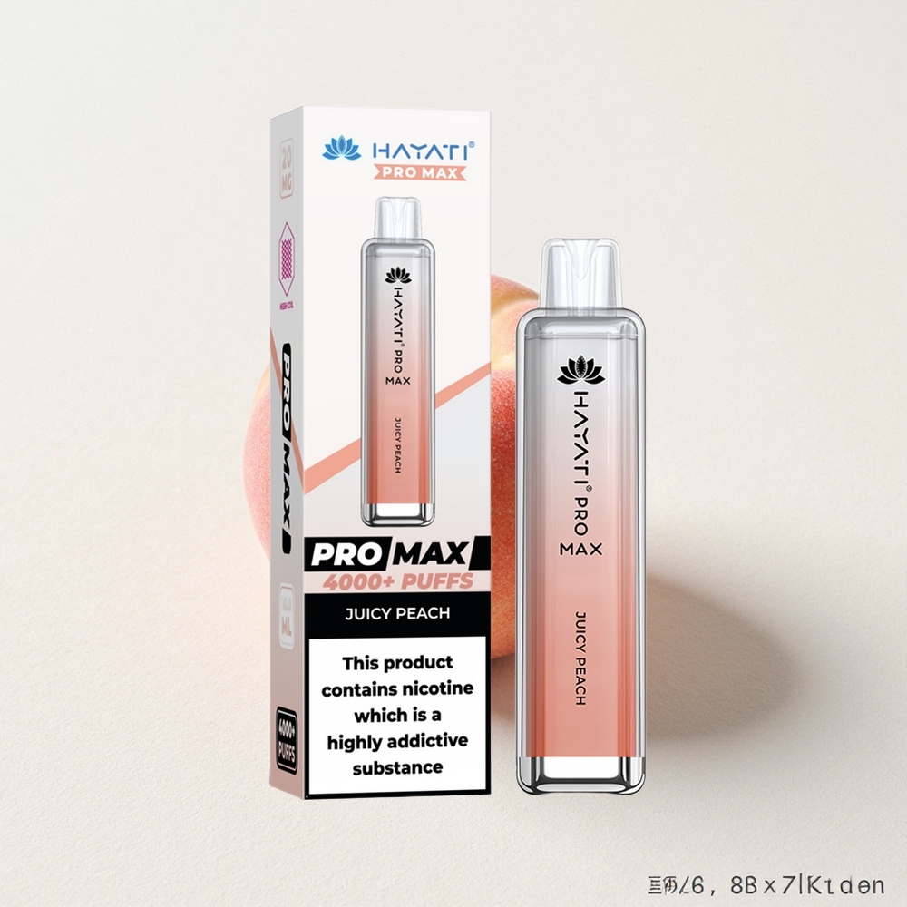 Hayati Pro Max 4000 Puffs Dual 1.1 Ohm Mesh Coil Rechargeable Juicy Peach