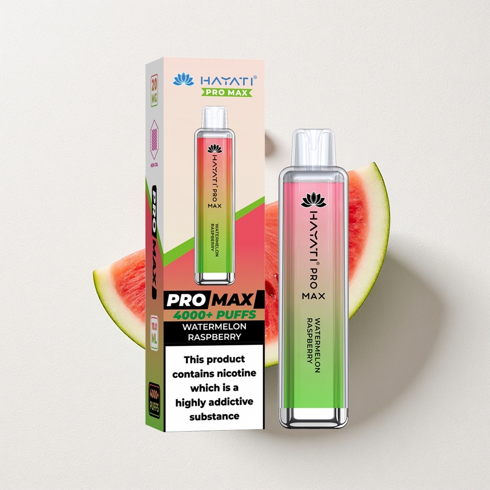 Hayati Pro Max 4000 Puffs Dual 1.1 Ohm Mesh Coil Rechargeable Watermelon Raspberry