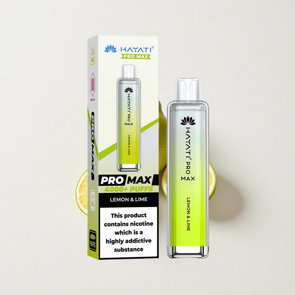 Hayati Pro Max 4000 Puffs Rechargeable 5% Nicotine Lemon & Lime Dual 1.1 Ohm Mesh Coil
