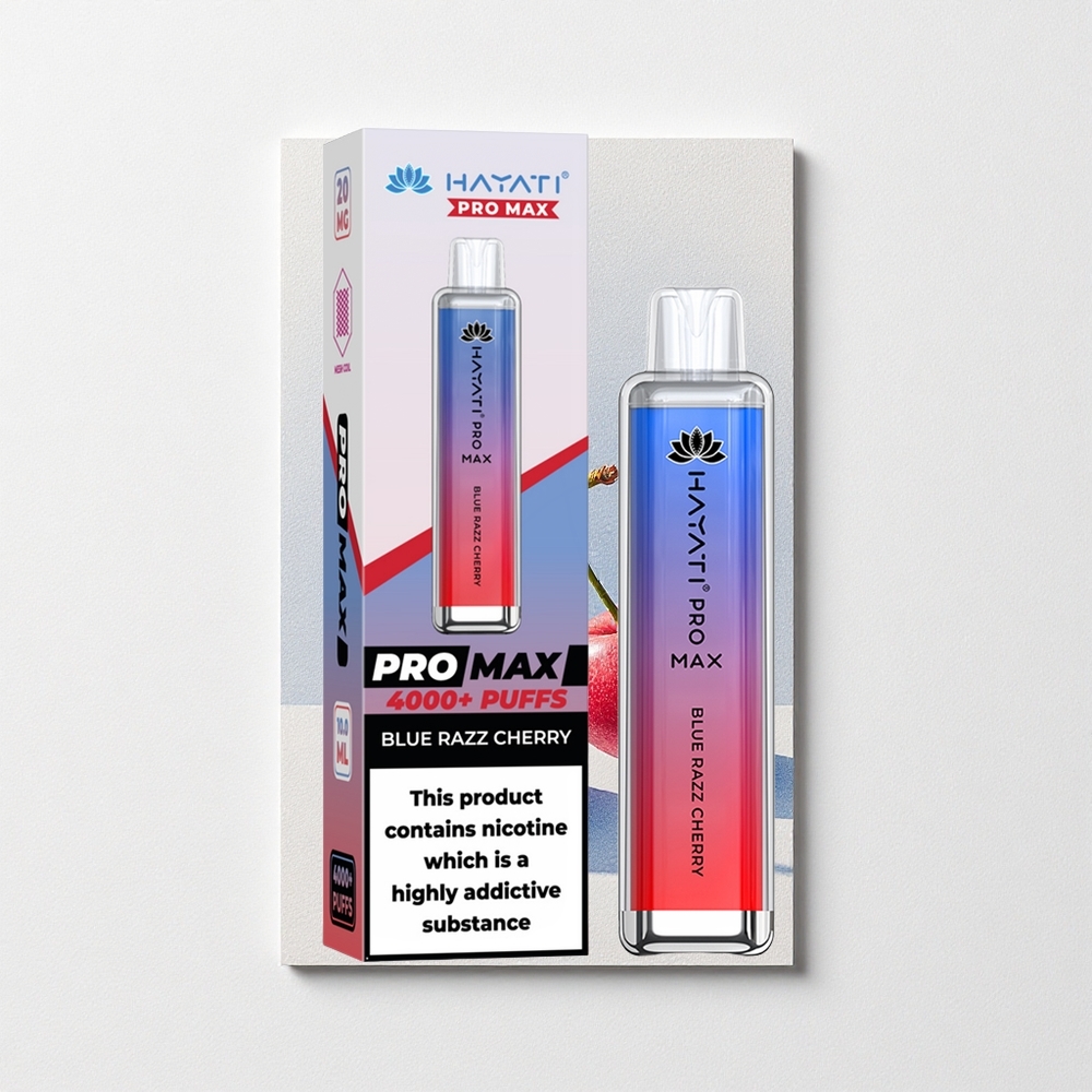 Hayati Pro Max 4000 Puffs Rechargeable Dual 1.1 Ohm Mesh Coil Blue Razz Cherry