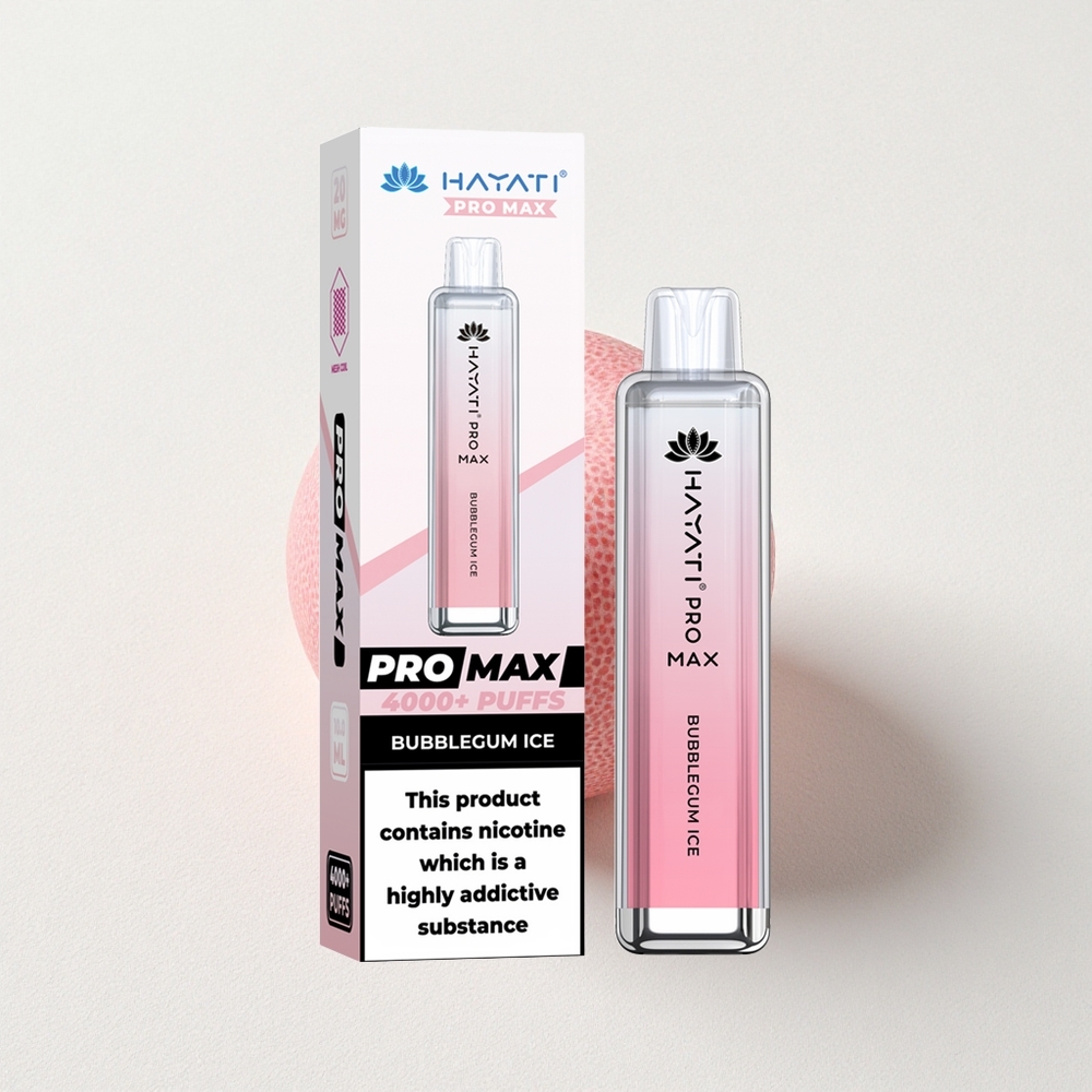 Hayati Pro Max 4000 Puffs Rechargeable Dual 1.1 Ohm Mesh Coil Bubblegum Ice