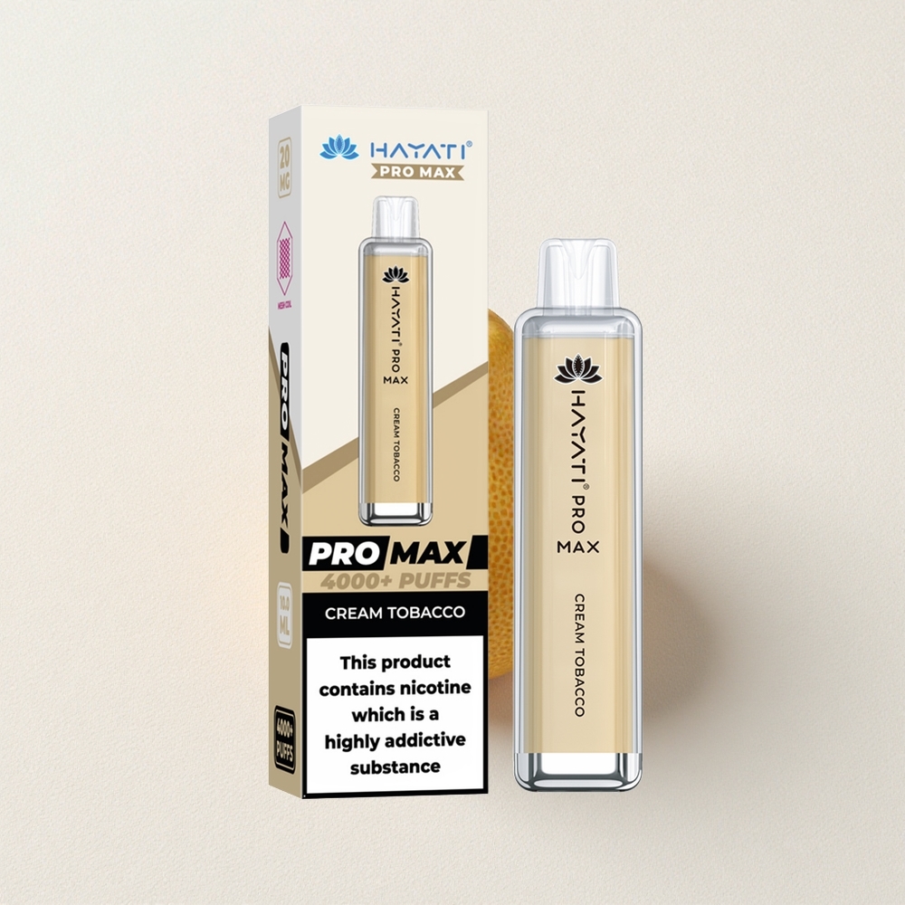 Hayati Pro Max 4000 Puffs Rechargeable Dual 1.1 Ohm Mesh Coil Cream Tobacco