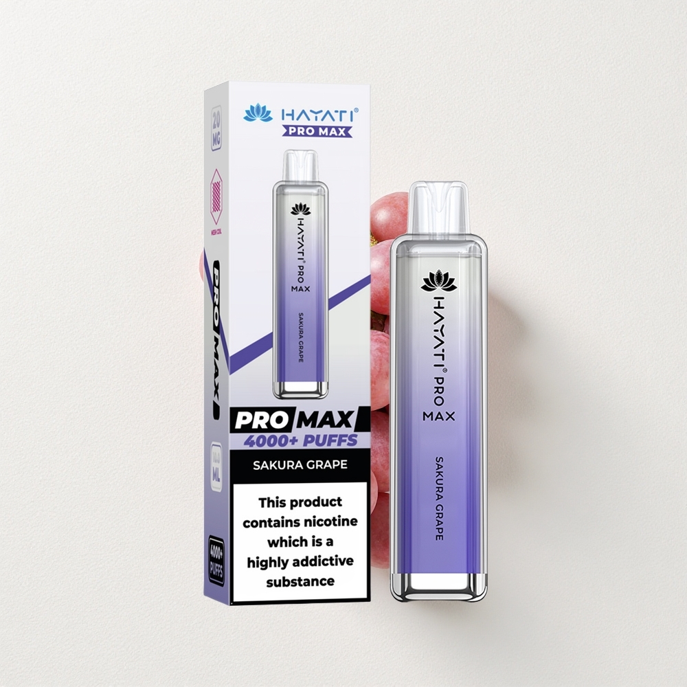 Hayati Pro Max 4000 Puffs Rechargeable Dual 1.1 Ohm Mesh Coil Sakura Grape