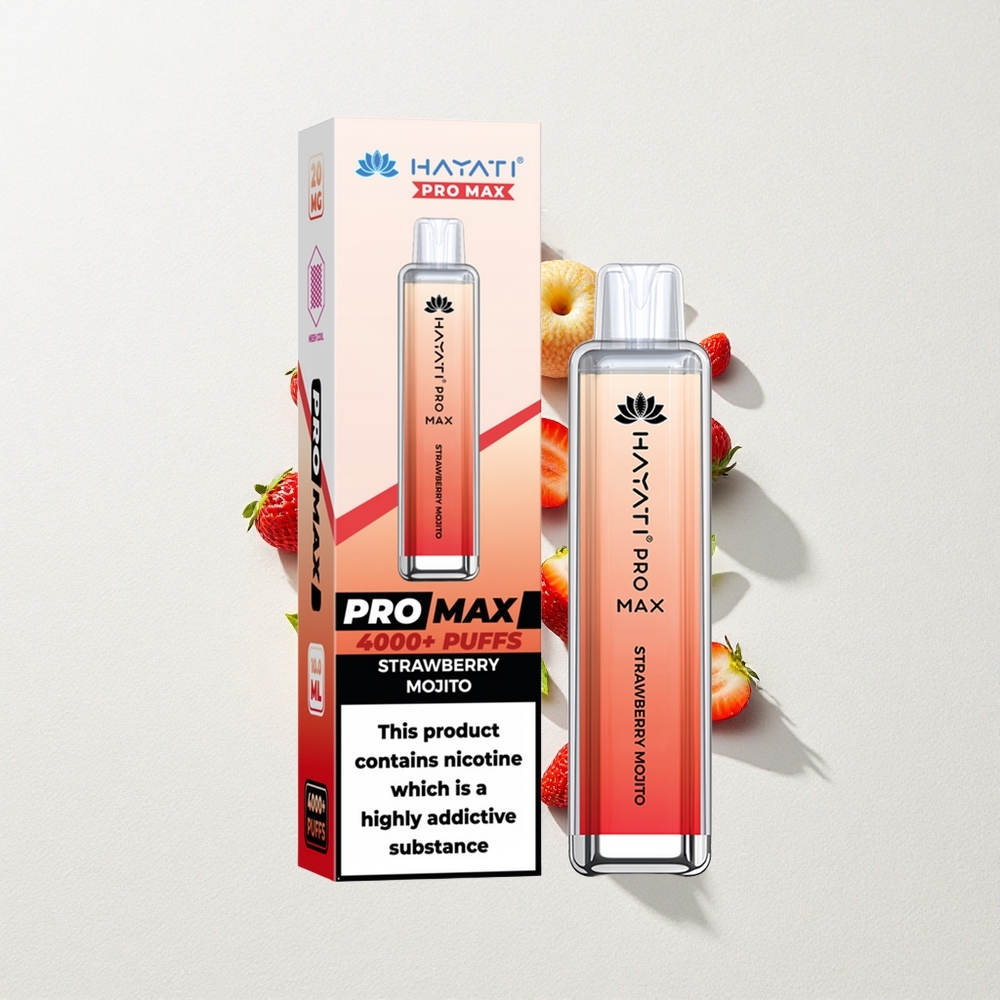 Hayati Pro Max 4000 Puffs Rechargeable Dual 1.1 Ohm Mesh Coil Strawberry Mojito