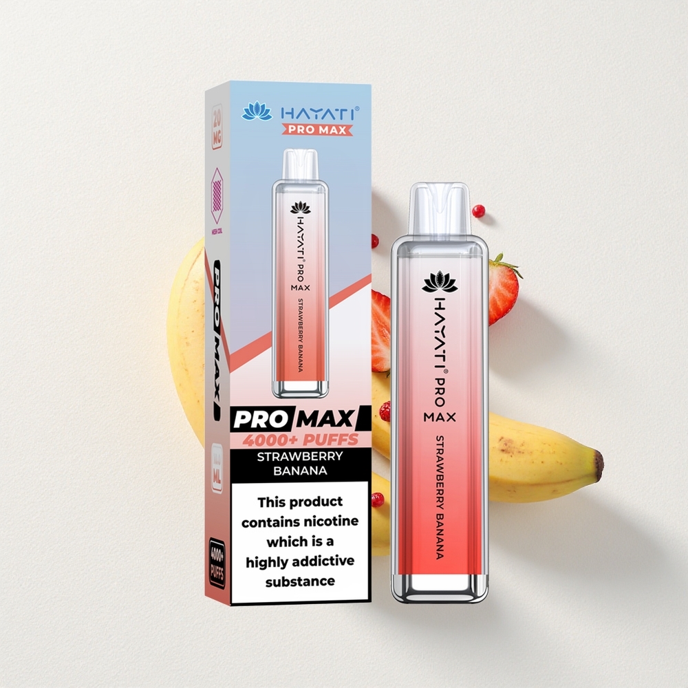 Hayati Pro Max 4000 Puffs Strawberry Banana Rechargeable LED Mesh Vape