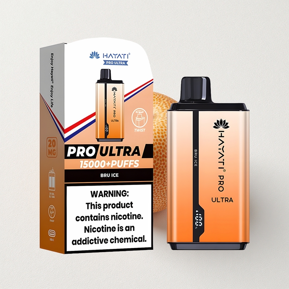 Hayati Pro Ultra 2*12ml E-Liquid Capacity Bru Ice Disposable Vape 15000 Puffs
