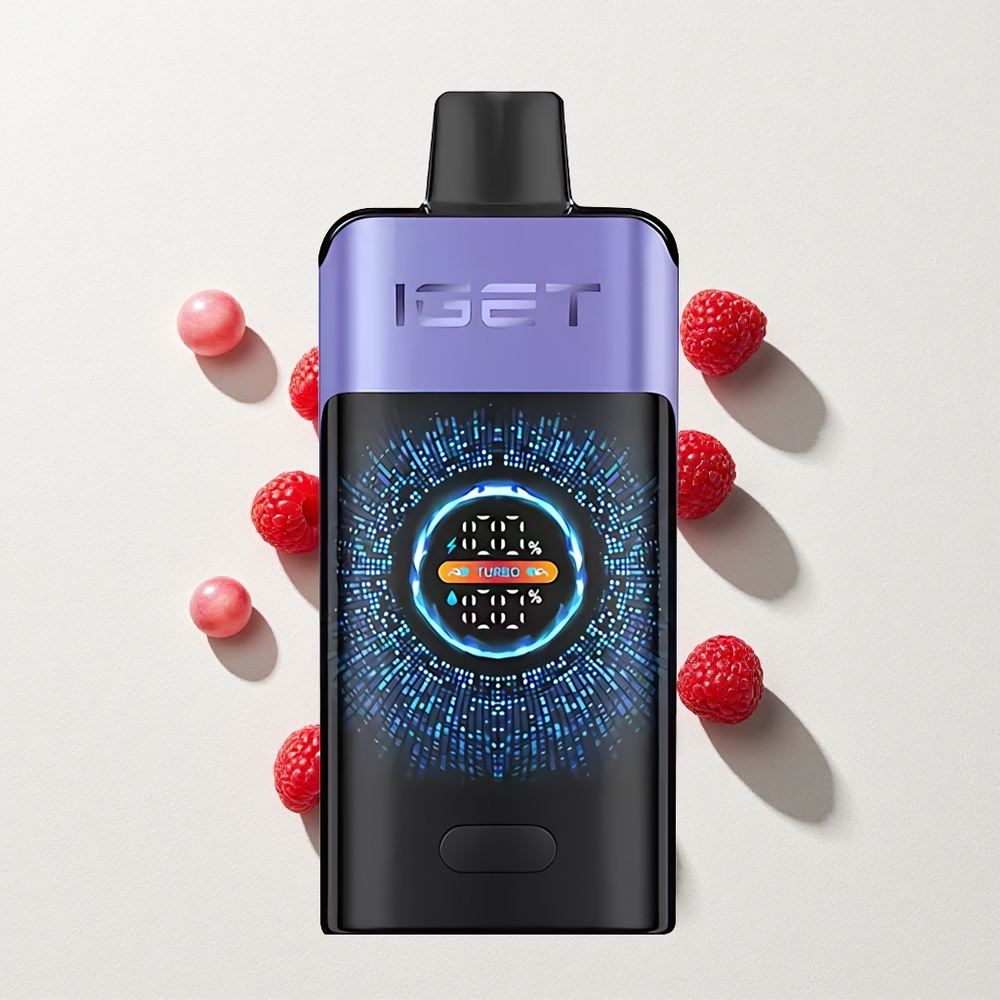 IGET ONE 12000 Puffs Disposable Vape Raspberry Grape Ice with 2700mAh & Dual Mesh Coil