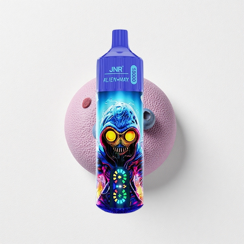 JNR Alien Max 18000 Puffs Dual Mesh Coil Blueberry Bubblegum LED Display