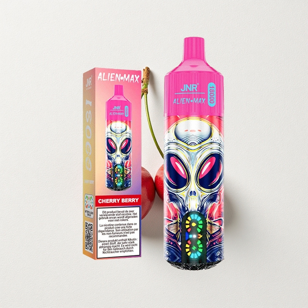 JNR Alien Max 18000 Puffs Dual Mesh Coil Cherry Berry LED Display