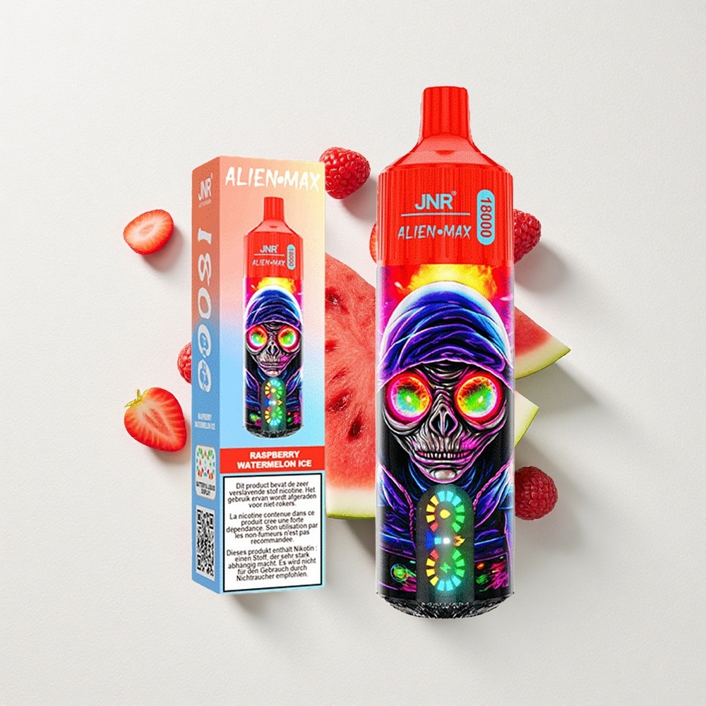 JNR Alien Max 18000 Puffs Dual Mesh Coil Raspberry Watermelon Ice with LED Display