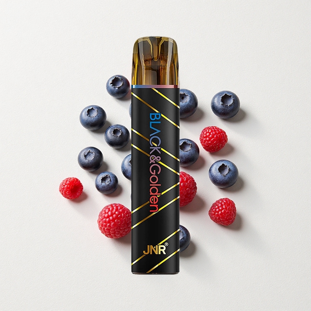 JNR Black&Golden 800 Puffs Disposable Vape Blueberry Sour Raspberry 550mAh Battery Capacity 2% Nicotine