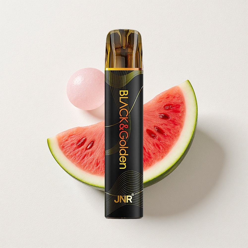 JNR Black&Golden 800 Puffs Disposable Vape Watermelon Bubble Gum 550mAh Battery Capacity 2mL E-Liquid Capacity