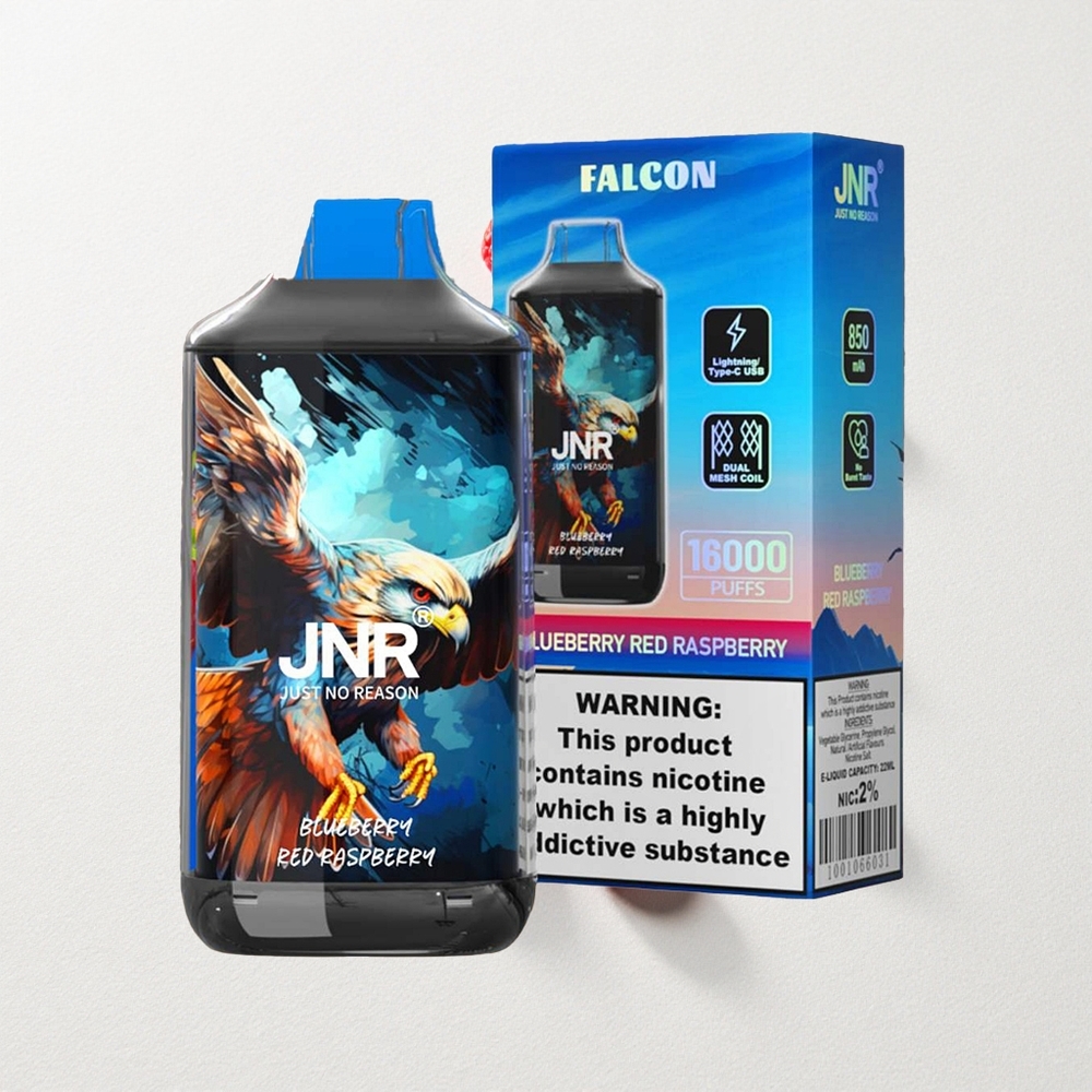 JNR Falcon 16000 Puffs Dual Mesh Coil 22mL E-Liquid Capacity Blueberry Red Raspberry