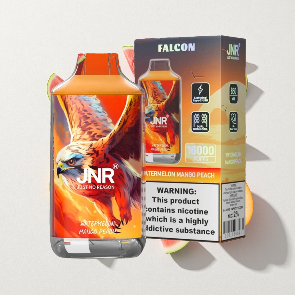 JNR Falcon 16000 Puffs Dual Mesh Coil 22mL E-Liquid Capacity Watermelon Mango Peach