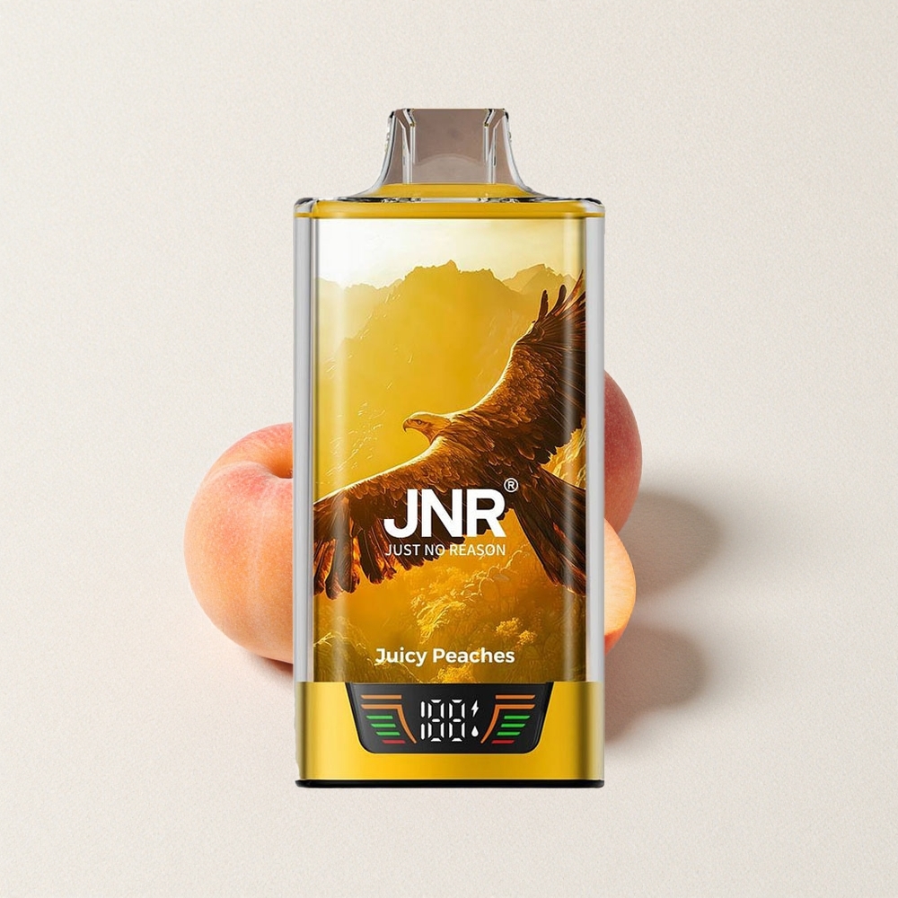 JNR Falcon Pro 28000 Disposable Vape Juicy Peaches 30mL E-Liquid Capacity Smart Display