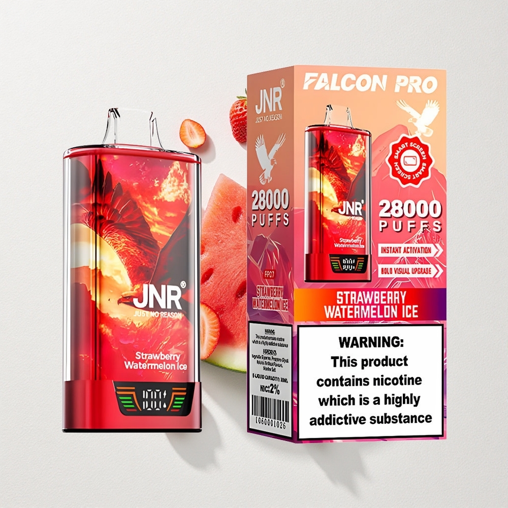 JNR Falcon Pro 28000 Disposable Vape Strawberry Watermelon Ice 30mL E-Liquid Capacity 950mAh Battery Capacity Dual Mesh Coil