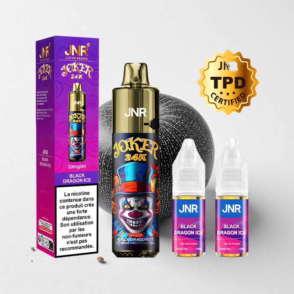 JNR Joker 24K Puffs Disposable Vape Black Dragon Ice Refillable 800mAh Battery Capacity
