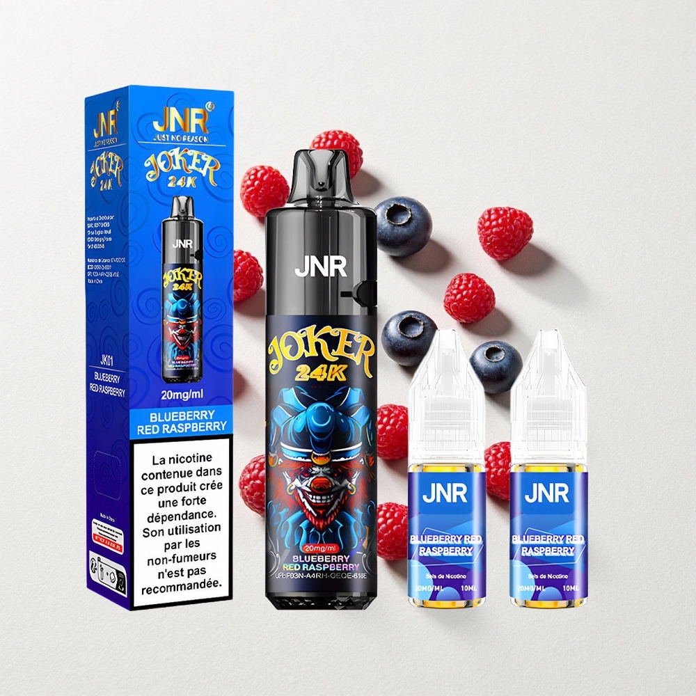 JNR Joker 24K Puffs Disposable Vape Blueberry Red Raspberry Refillable 800mAh Battery Capacity