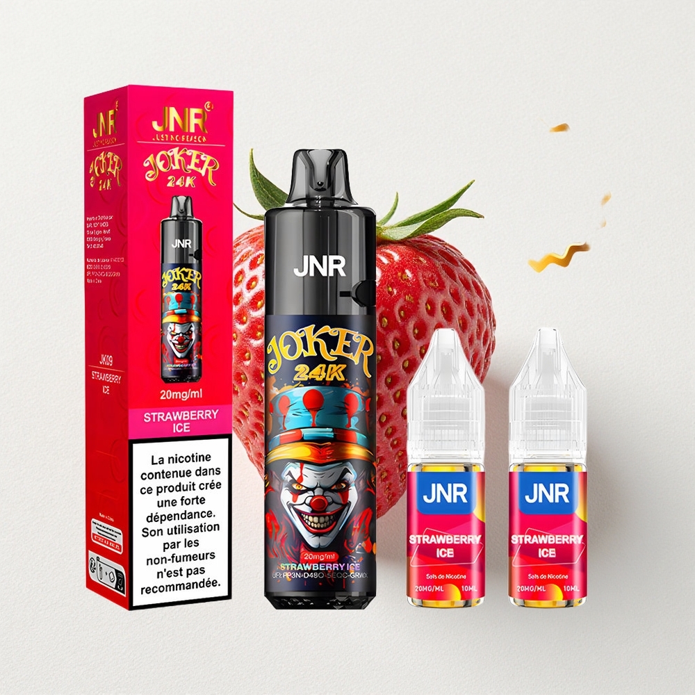 JNR Joker 24K Puffs Disposable Vape Strawberry Ice with 800mAh Battery Capacity & Type-C Charging