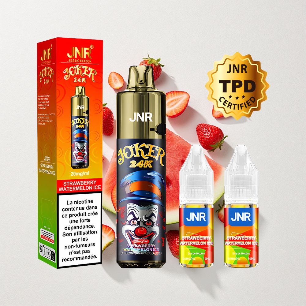JNR Joker 24K Puffs Disposable Vape Strawberry Watermelon Ice with 800mAh Battery Capacity Battery & Type-C Charging