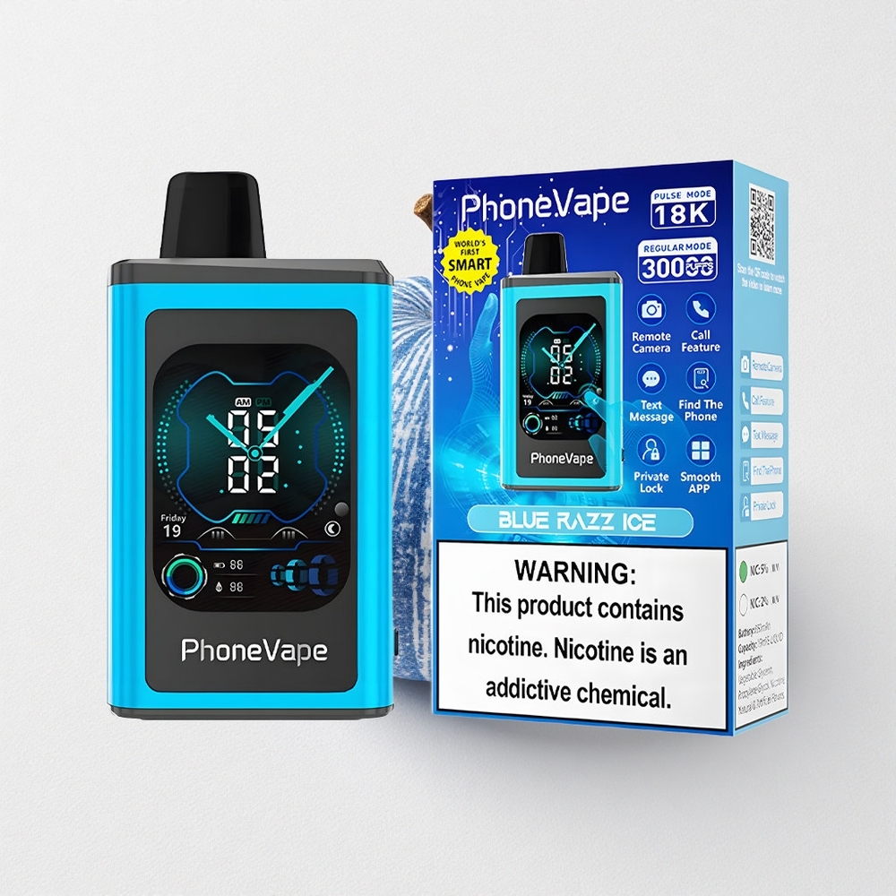 JNR PhoneVape 30000 puffs Disposable Vape Blue Razz Ice Turbo Display