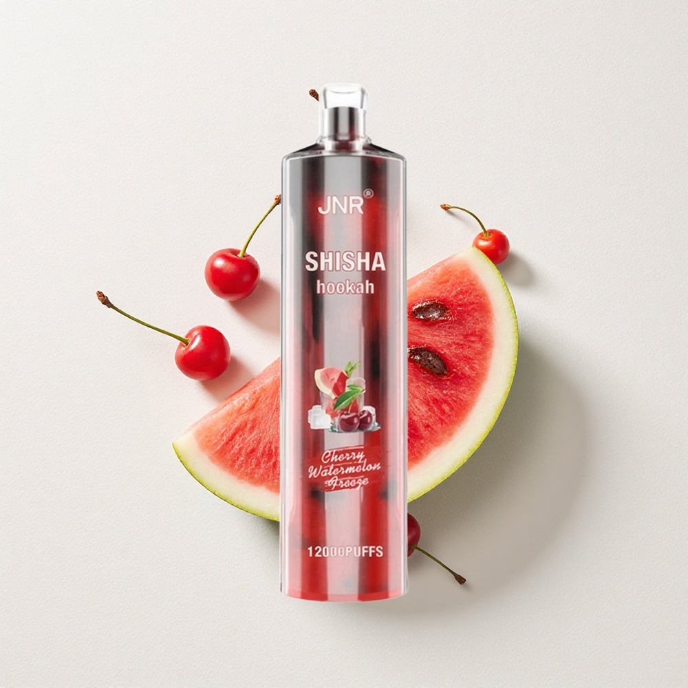 JNR Shisha Hookah 12000 Puffs Type-C Fast Charge 24mL E-Liquid Capacity Cherry Watermelon Freeze