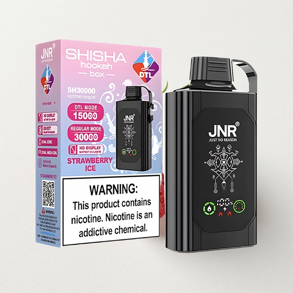 JNR Shisha Box 20500 Puffs Strawberry Ice with HD Display & Dual Mesh Coil Coil