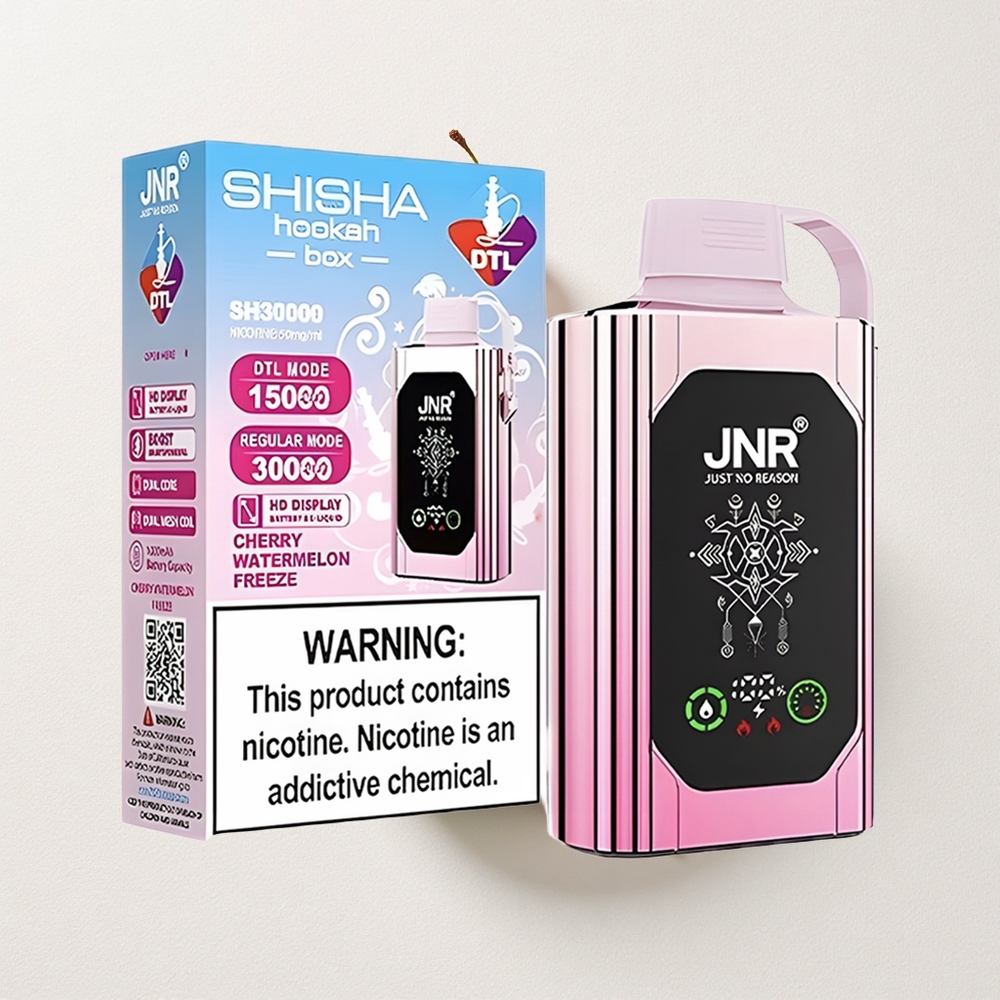 JNR Shisha Hookah Box 20500 Puffs Dual Mesh Coil Cherry Watermelon Freeze HD Display