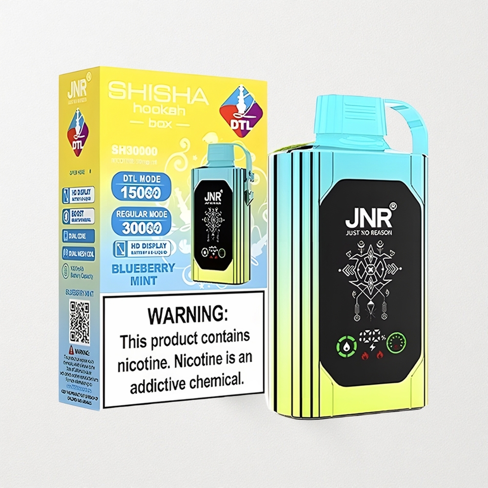JNR Shisha Hookah Box 20500 Puffs HD Display Dual Mesh Coil Blueberry Mint