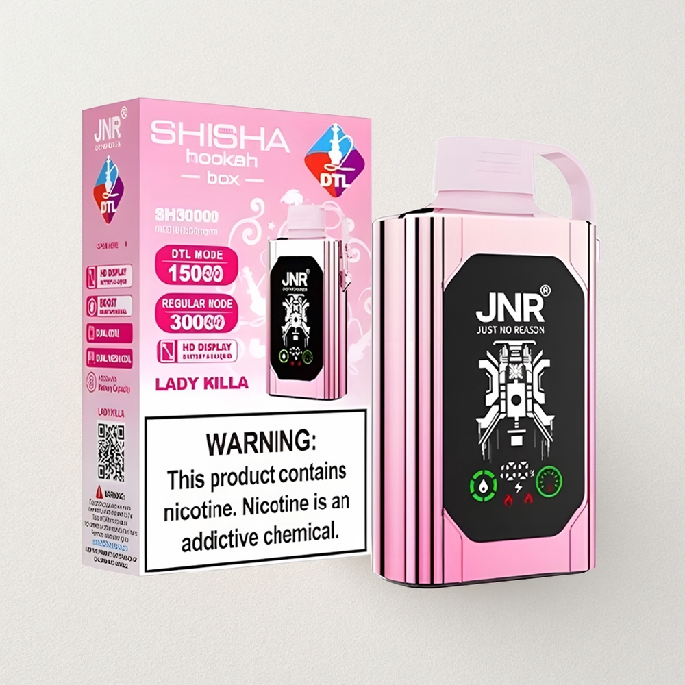 JNR Shisha Hookah Box 20500 Puffs HD Display Dual Mesh Coil Lady Killa