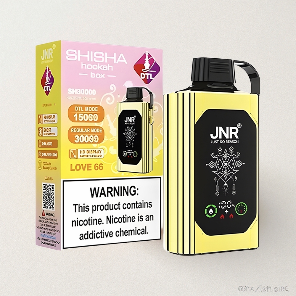 JNR Shisha Hookah Box 20500 Puffs HD Display Dual Mesh Coil Love 66