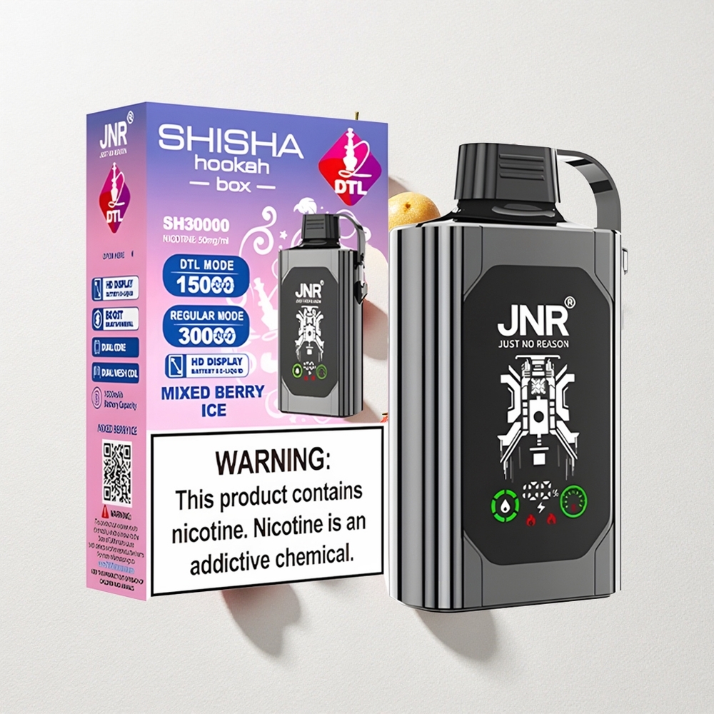 JNR Shisha Hookah Box 20500 Puffs HD Display Dual Mesh Coil Mixed Berry Ice