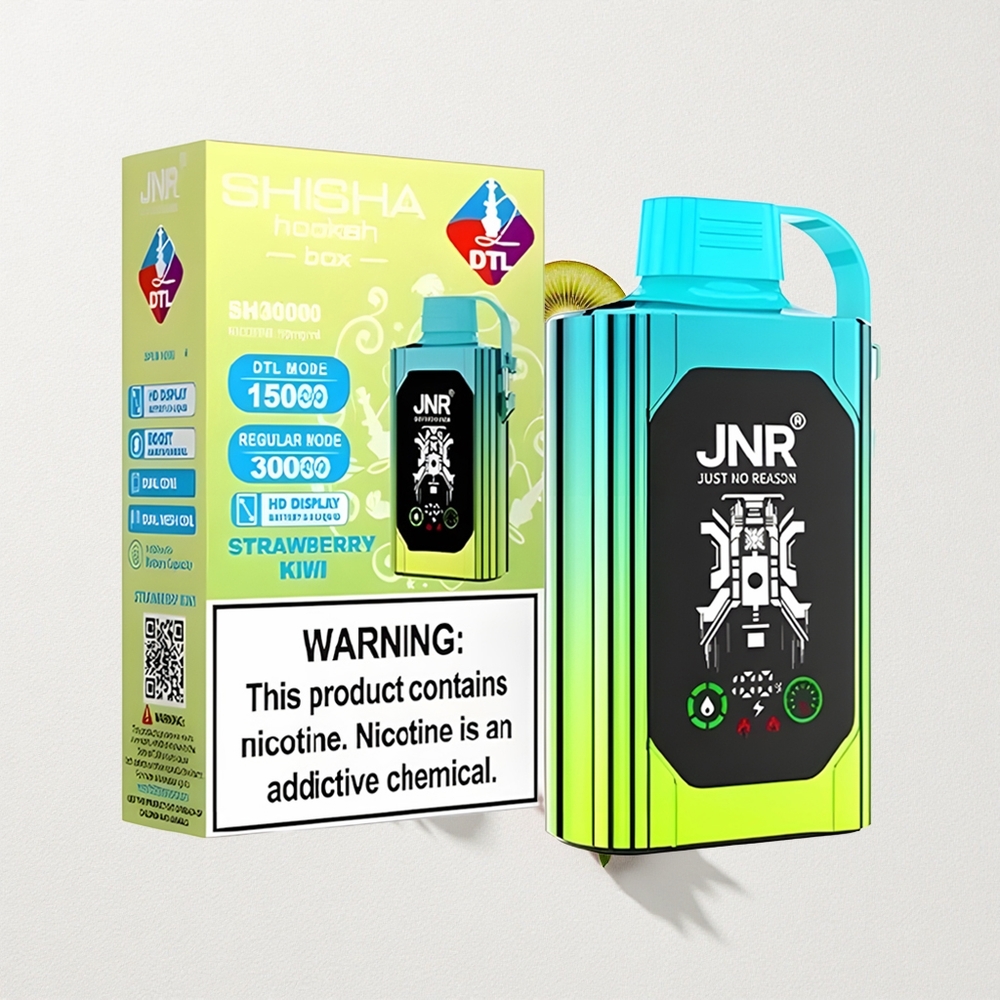 JNR Shisha Hookah Box 20500 Puffs HD Display Dual Mesh Coil Strawberry Kiwi