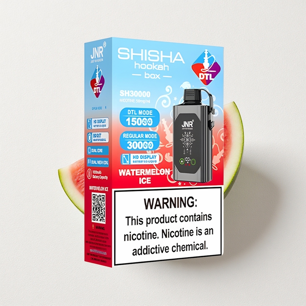 JNR Shisha Hookah Box 20500 Puffs HD Display Dual Mesh Coil Watermelon Ice