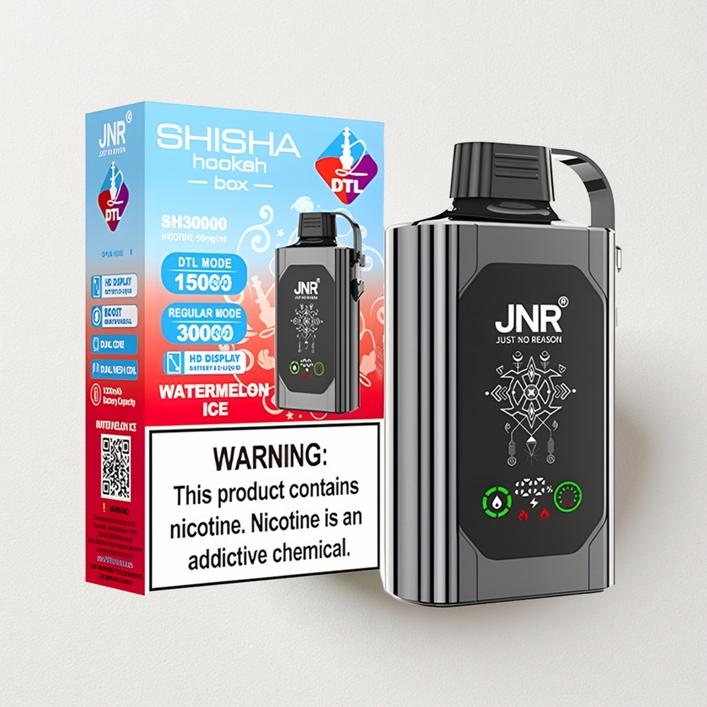 JNR Shisha Hookah Box 20500 Puffs HD Display Dual Mesh Coil Watermelon Ice