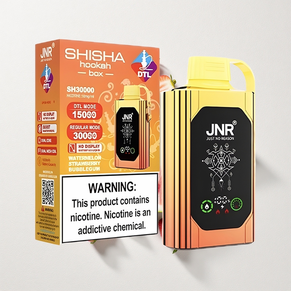 JNR Shisha Hookah Box 20500 Puffs HD Display Dual Mesh Coil Watermelon Strawberry Bubblegum