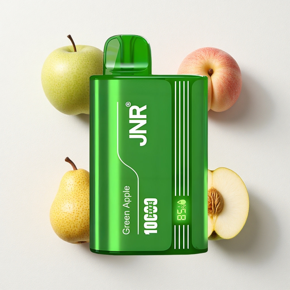 JNR Tank 10000 Puffs Digital Dual Mesh Coil Disposable Vape Green Apple Peach Pear