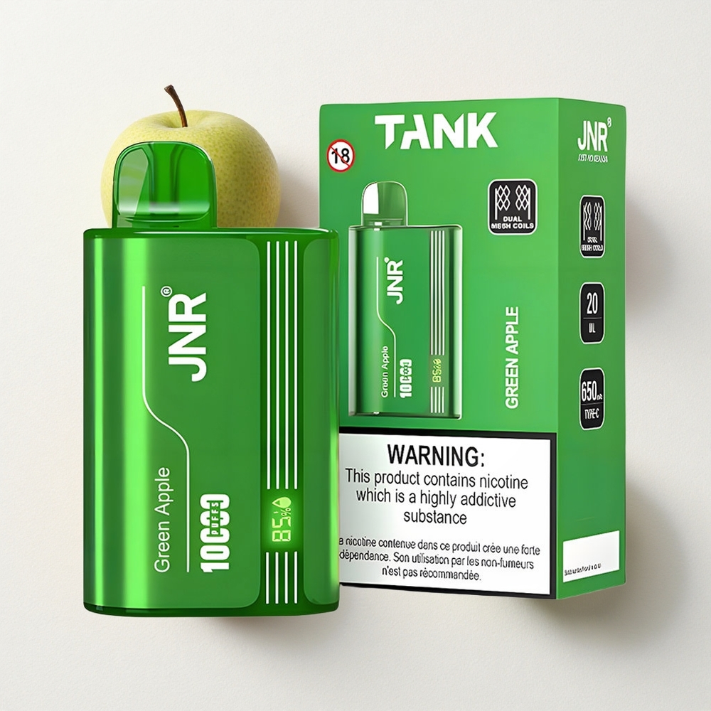 JNR Tank 10000 Puffs Digital Dual Mesh Coil Disposable Vape Green Apple Peach Pear