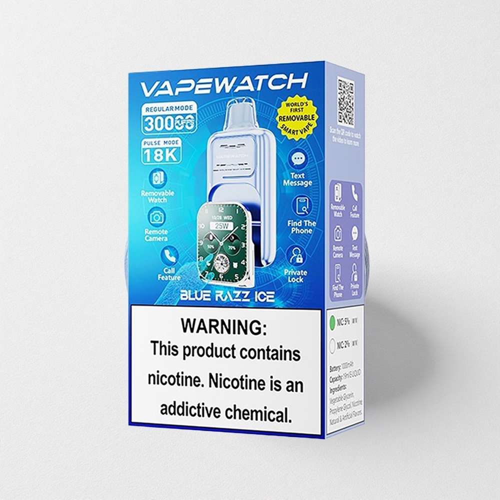 JNR VapeWatch 30000 Puffs 19mL E-Liquid Capacity Dual Mesh Coil Blue Razz Ice