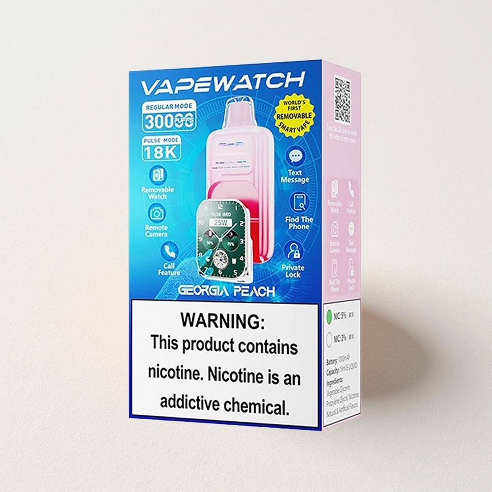 JNR VapeWatch 30000 Puffs Dual Mesh Coil 19mL E-Liquid Capacity Georgia Peach
