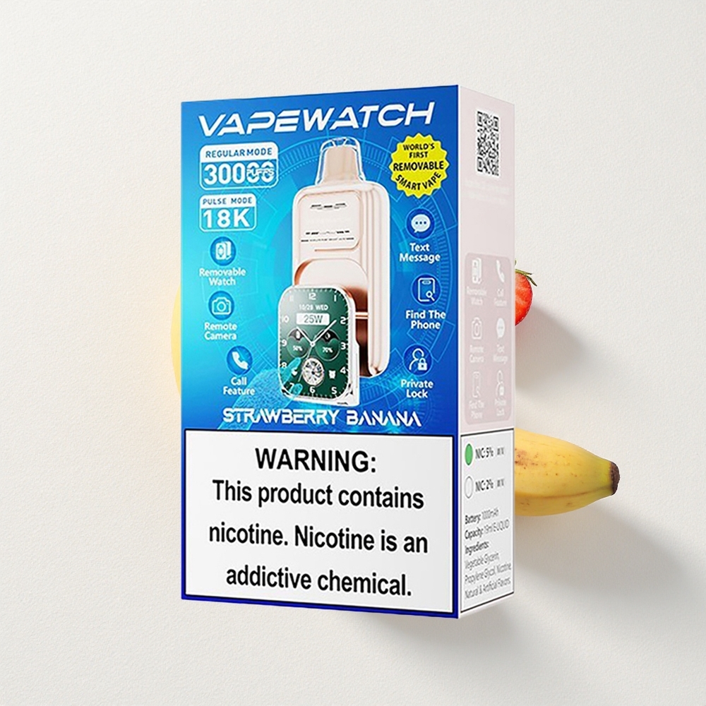 JNR VapeWatch 30000 Puffs Dual Mesh Coil 19mL E-Liquid Capacity Strawberry Banana