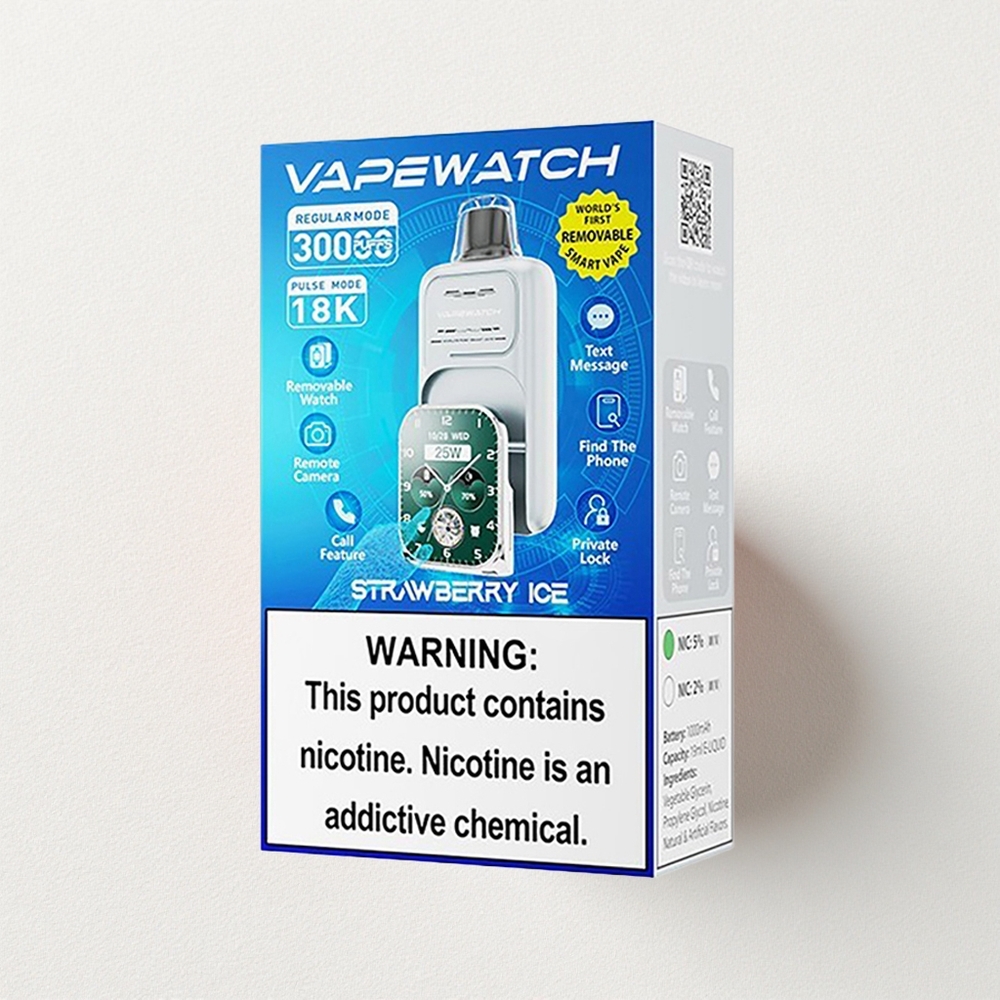 JNR VapeWatch 30000 Puffs Dual Mesh Coil 19mL E-Liquid Capacity Strawberry Ice
