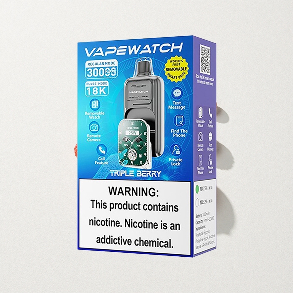 JNR VapeWatch 30000 Puffs Dual Mesh Coil Triple Berry 1000mAh Battery Capacity Type-C
